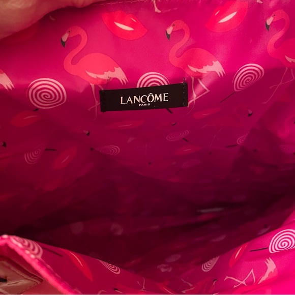 NWT Lancome Makeup Orange and Pink Lined Large Canvas Tote Bag - Picture 8 of 9